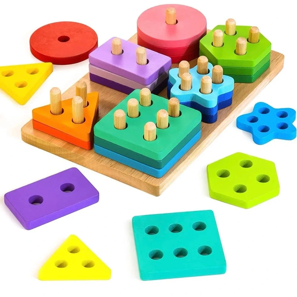 Colorful Wooden Shape Sorting Toy